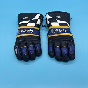Choko Design Racing Gloves Leather Thinsulate Ski Snowmobile Checkered Small